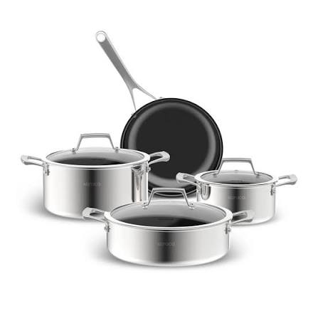 Karaca Burgaz 8 Parça Katlanabilir Kulplu İndüksiyon Tabanlı Çelik Tencere Seti